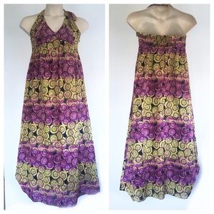 Patterned halter style maxi dress, L